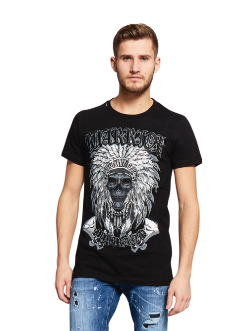 Warrior Indian Skull T-Shirt | BLACK