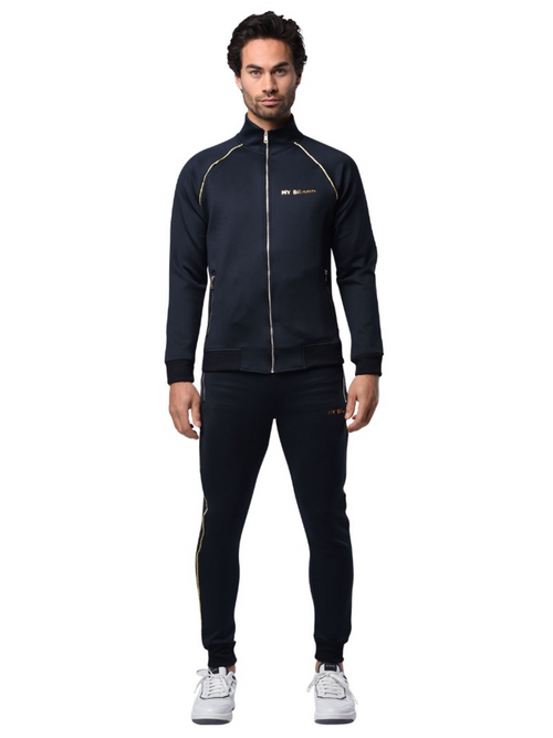 Gold Piping Tracksuit | BLACK