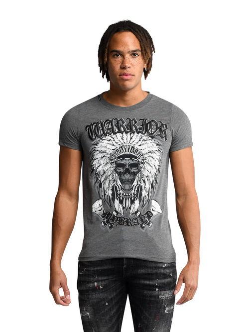Warrior Indian Skull T-Shirt | GREY