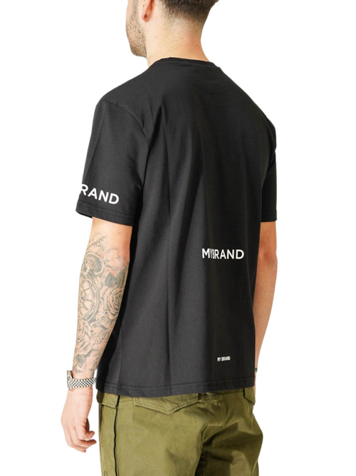MY BRAND LOGO UPSIDE DOWN CHEST BLACK T-SHIRT | BLACK