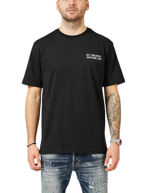 MY BRAND UPSIDE DOWN CHEST BLACK T-SHIRT | BLACK