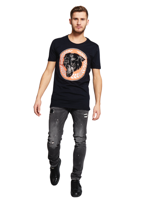 NEON CIRCLE PANTHER T-SHIRT | NAVY