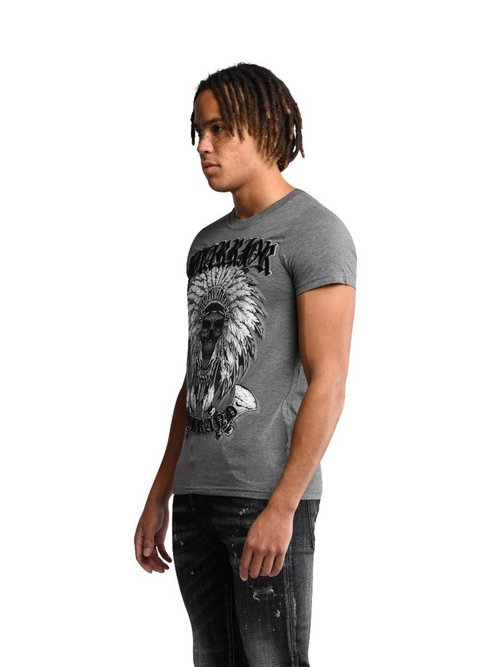 Warrior Indian Skull T-Shirt | GREY