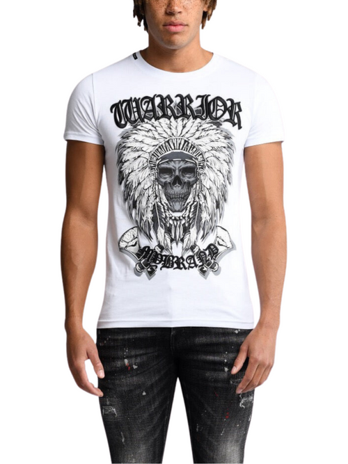 Warrior Indian Skull T-Shirt | WHITE