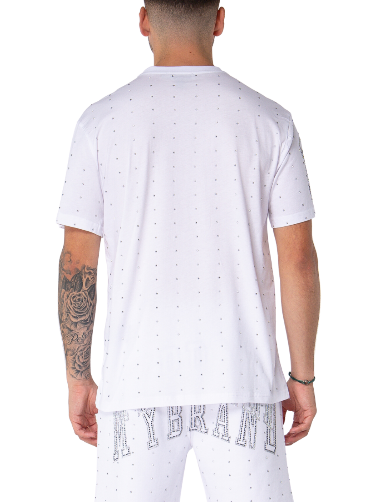 College MB Rhinestones T-shirt | WHITE