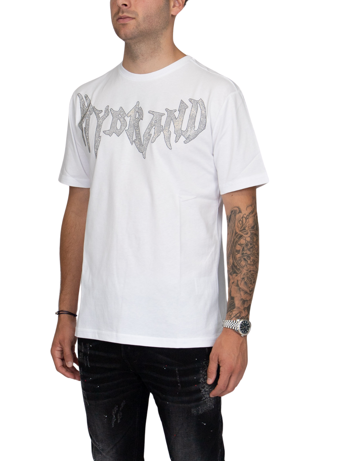MYBRAND Winged Emblem Sparkle Tee White | WHITE