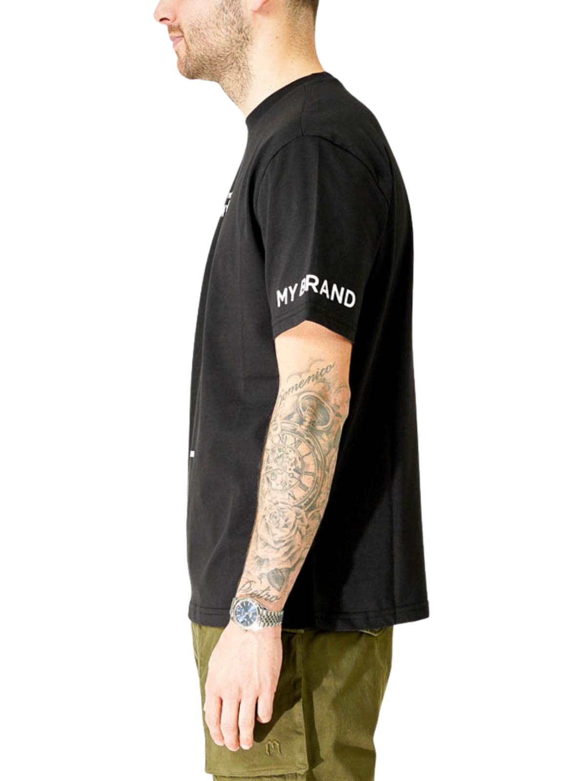 MY BRAND LOGO UPSIDE DOWN CHEST BLACK T-SHIRT | BLACK
