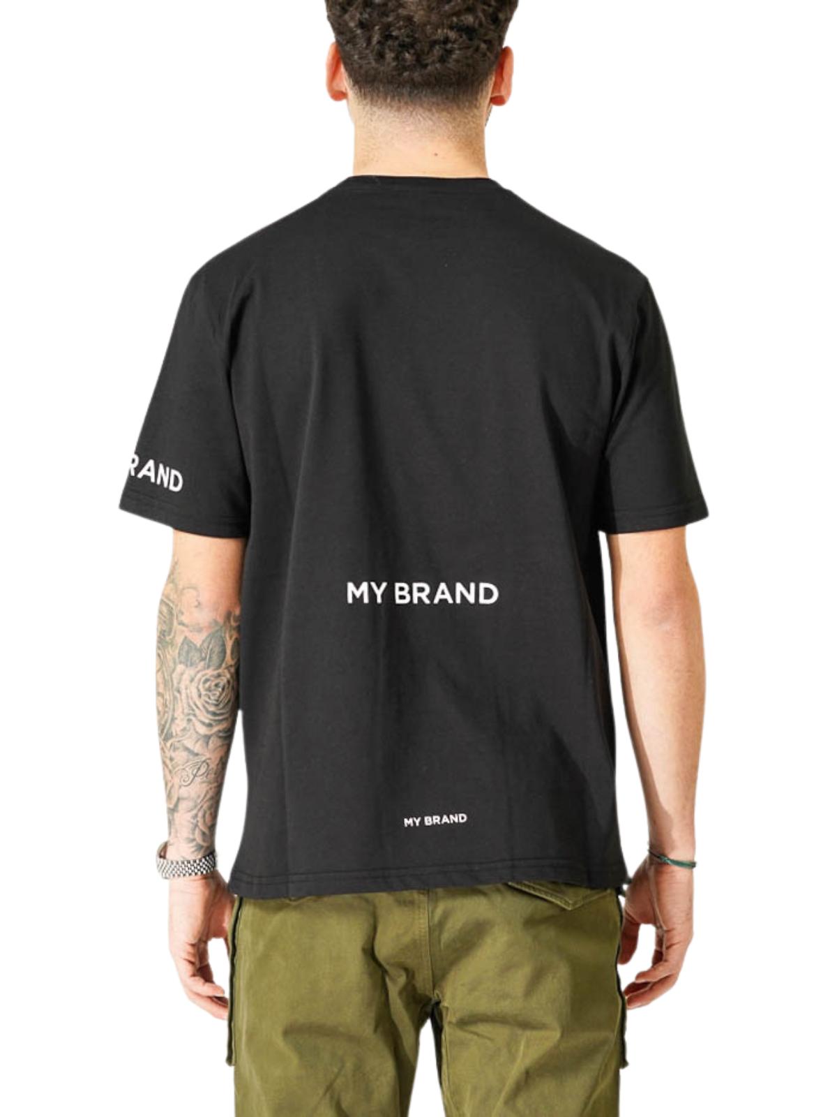 MY BRAND LOGO UPSIDE DOWN CHEST BLACK T-SHIRT | BLACK