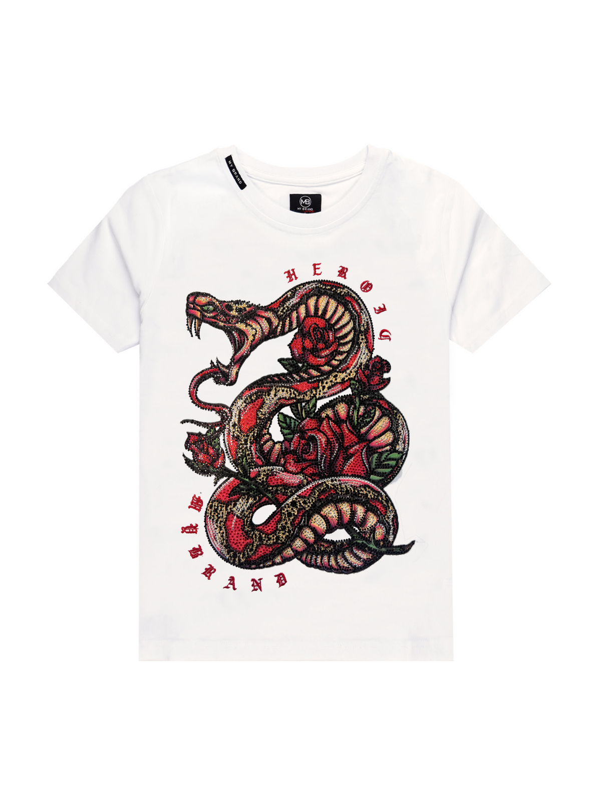 Snake Roses T-Shirt White | WHITE
