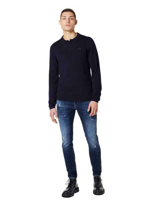 Solid M Longsleeve Polo | BLUE