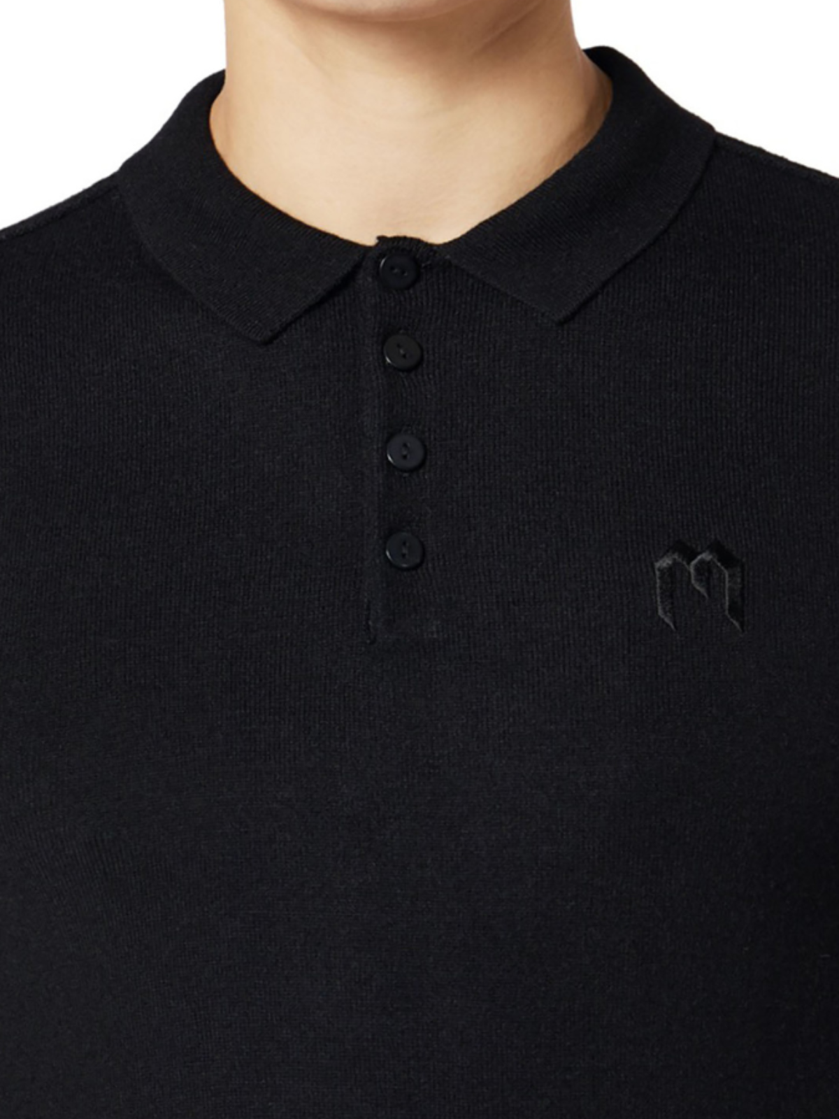 Solid M Longsleeve Polo | BLACK
